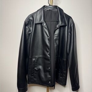 Zara Men's Black Faux Leather Jacket